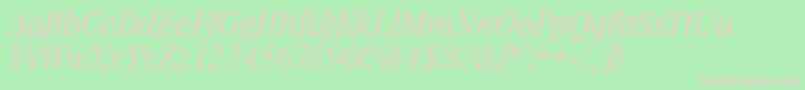 RiccioneserialXlightItalic-Schriftart – Rosa Schriften auf grünem Hintergrund