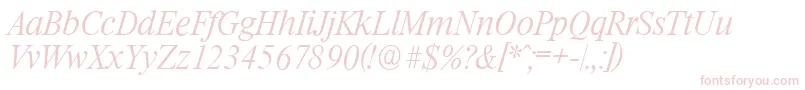 フォントRiccioneserialXlightItalic – 白い背景にピンクのフォント