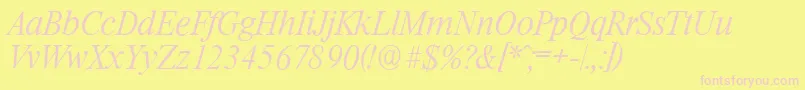 RiccioneserialXlightItalic Font – Pink Fonts on Yellow Background