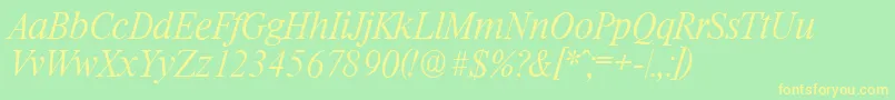 RiccioneserialXlightItalic Font – Yellow Fonts on Green Background