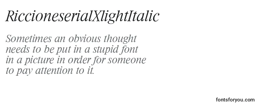 RiccioneserialXlightItalic Font