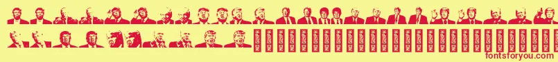 Fonte TrumpRegular – fontes vermelhas em um fundo amarelo
