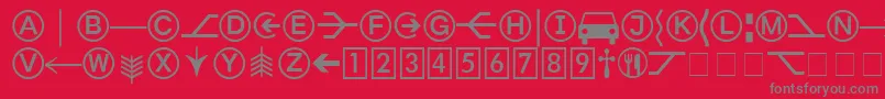 FormatPiTwoSsi-Schriftart – Graue Schriften auf rotem Hintergrund