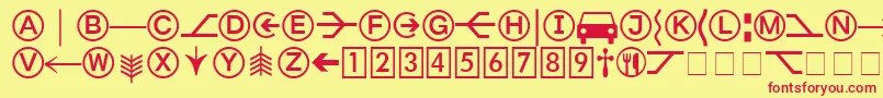 FormatPiTwoSsi-Schriftart – Rote Schriften auf gelbem Hintergrund