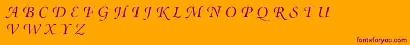 MinionSwashDisplayItalic-Schriftart – Violette Schriften auf orangefarbenem Hintergrund