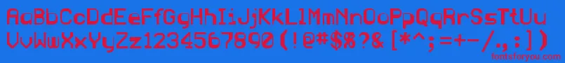 BlueRegular-Schriftart – Rote Schriften auf blauem Hintergrund