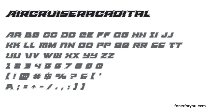 Czcionka Aircruiseracadital – alfabet, cyfry, specjalne znaki