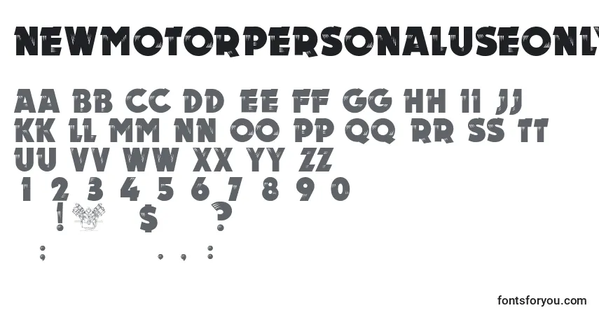 A fonte NewMotorPersonalUseOnly – alfabeto, números, caracteres especiais
