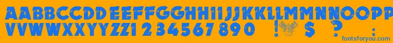 Шрифт NewMotorPersonalUseOnly – синие шрифты на оранжевом фоне