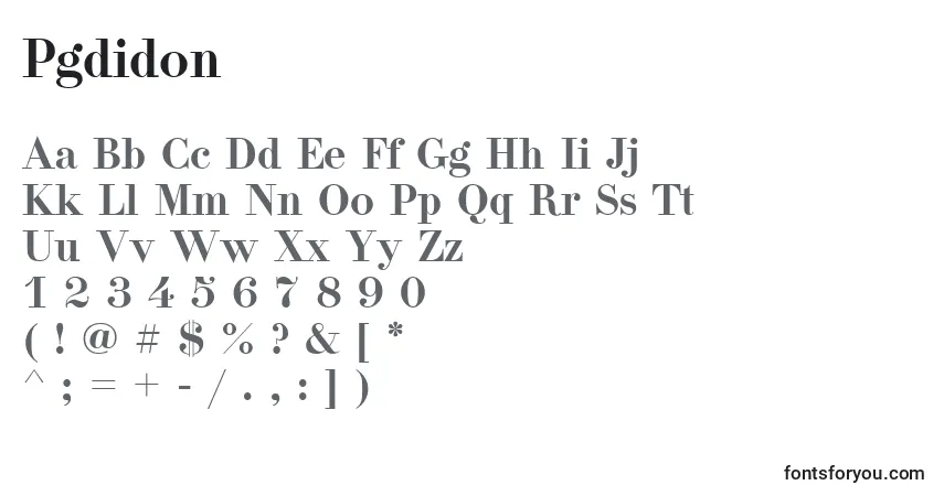 Pgdidon-fontti – aakkoset, numerot, erikoismerkit