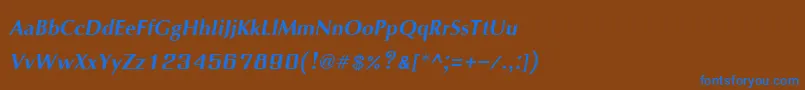 フォントIrisupcBoldItalic – 茶色の背景に青い文字