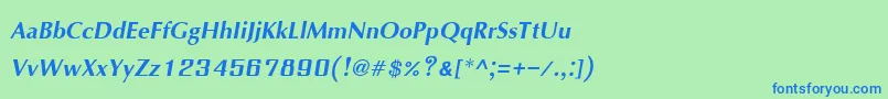 IrisupcBoldItalic Font – Blue Fonts on Green Background