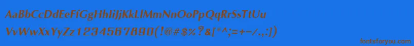 IrisupcBoldItalic Font – Brown Fonts on Blue Background