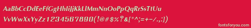 フォントIrisupcBoldItalic – 赤い背景に緑の文字