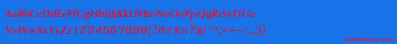 IrisupcBoldItalic Font – Red Fonts on Blue Background