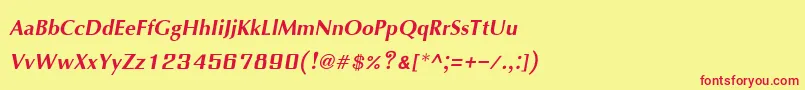 IrisupcBoldItalic Font – Red Fonts on Yellow Background