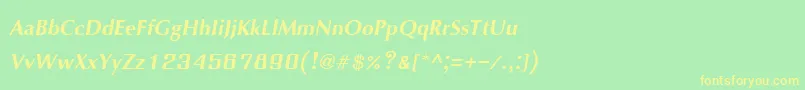 フォントIrisupcBoldItalic – 黄色の文字が緑の背景にあります