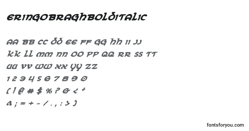 Шрифт ErinGoBraghBoldItalic – алфавит, цифры, специальные символы