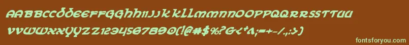 フォントErinGoBraghBoldItalic – 緑色の文字が茶色の背景にあります。