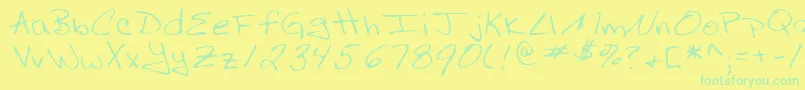 RussellRegular Font – Green Fonts on Yellow Background