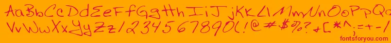 RussellRegular Font – Red Fonts on Orange Background