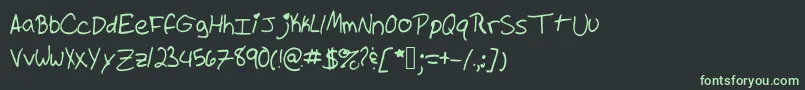 フォントPrincessallie – 黒い背景に緑の文字