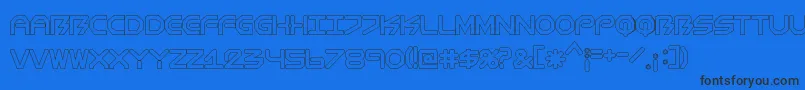 フォントBiometricComichollow – 黒い文字の青い背景