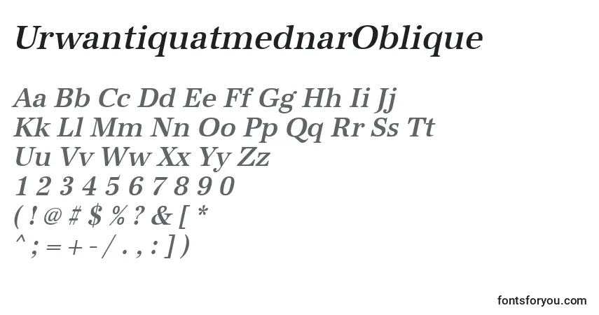 Schriftart UrwantiquatmednarOblique – Alphabet, Zahlen, spezielle Symbole