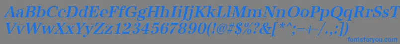 フォントUrwantiquatmednarOblique – 灰色の背景に青い文字