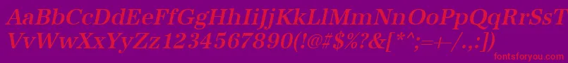 Fonte UrwantiquatmednarOblique – fontes vermelhas em um fundo violeta