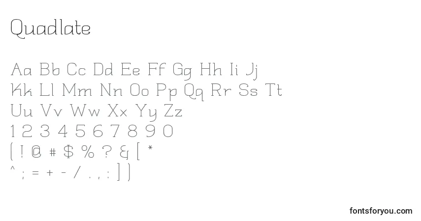 Quadlate (37725) Font – alphabet, numbers, special characters