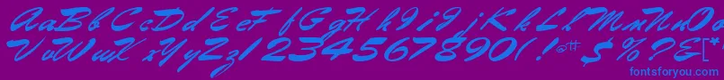 Gilberttext61Bold-Schriftart – Blaue Schriften auf violettem Hintergrund