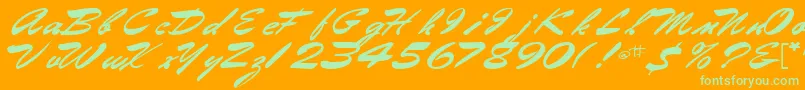 フォントGilberttext61Bold – オレンジの背景に緑のフォント