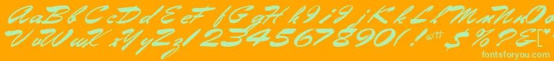 Gilberttext61Bold-Schriftart – Grüne Schriften auf orangefarbenem Hintergrund