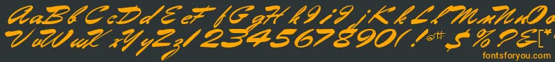 Gilberttext61Bold-fontti – oranssit fontit mustalla taustalla