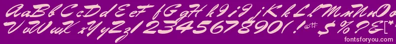 Fonte Gilberttext61Bold – fontes rosa em um fundo violeta