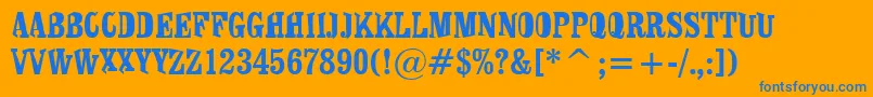 Lisätietoja Shirt-fontista Shirt-fontti – siniset fontit oranssilla taustalla