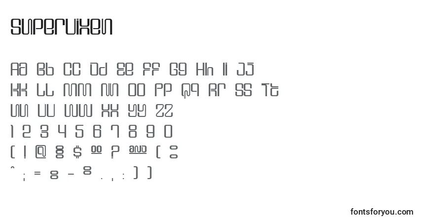 Шрифт Supervixen – алфавит, цифры, специальные символы