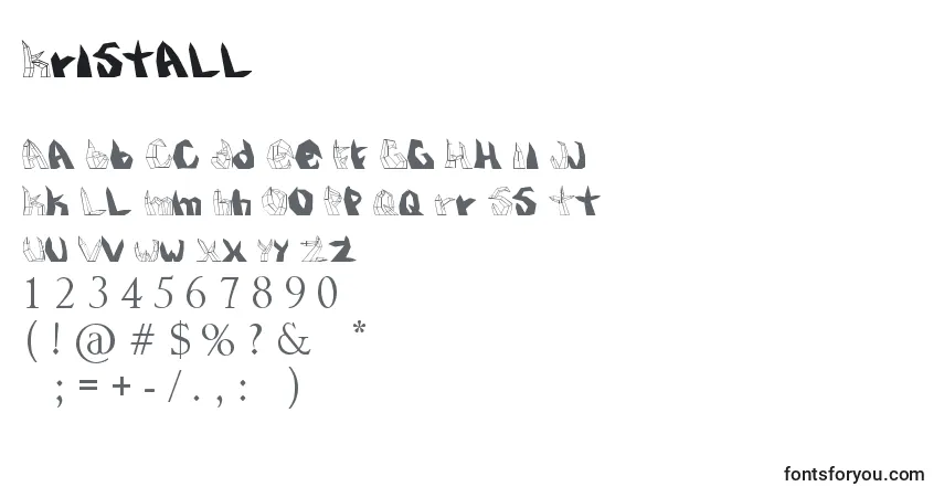 Schriftart Kristall – Alphabet, Zahlen, spezielle Symbole