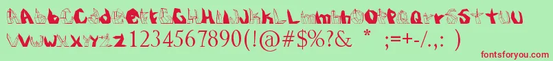 フォントKristall – 赤い文字の緑の背景
