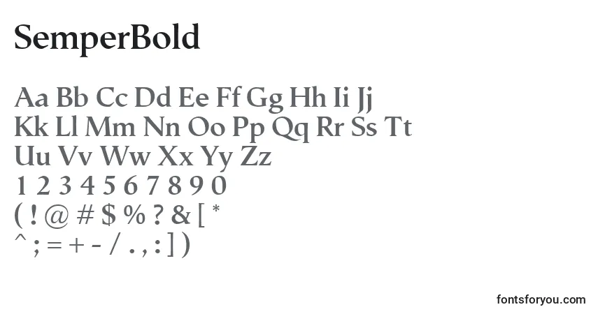 A fonte SemperBold – alfabeto, números, caracteres especiais