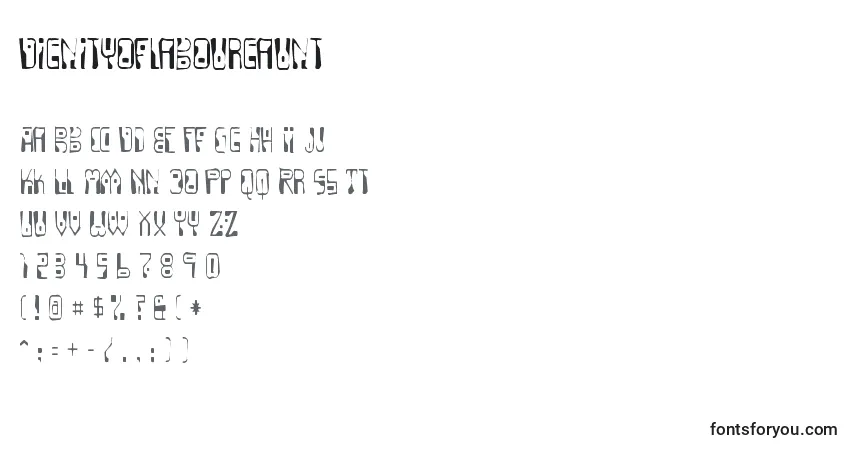 A fonte Dignityoflabourgaunt – alfabeto, números, caracteres especiais