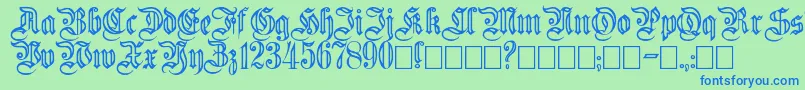 Fluted-Schriftart – Blaue Schriften auf grünem Hintergrund