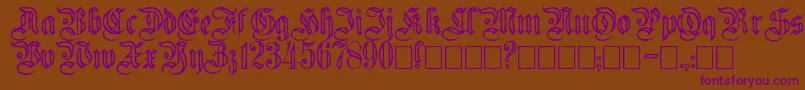Weitere Informationen zur Fluted-Schriftart Fluted-Schriftart – Violette Schriften auf braunem Hintergrund