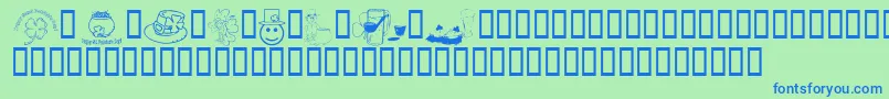 KrIrishKat4 Font – Blue Fonts on Green Background