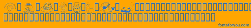 KrIrishKat4-Schriftart – Blaue Schriften auf orangefarbenem Hintergrund