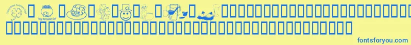 KrIrishKat4 Font – Blue Fonts on Yellow Background