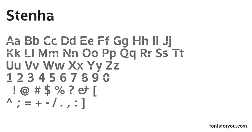 Шрифт Stenha – алфавит, цифры, специальные символы