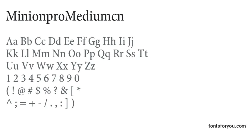 A fonte MinionproMediumcn – alfabeto, números, caracteres especiais