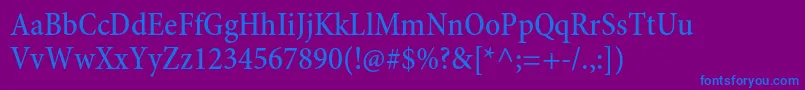 MinionproMediumcn-fontti – siniset fontit violetilla taustalla